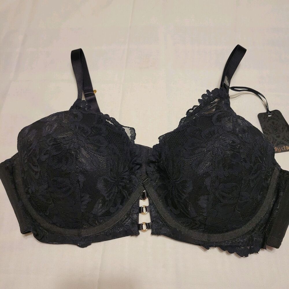 NWT City Chic Black Lace Bra Size 40DD Underwire Adjustable Straps